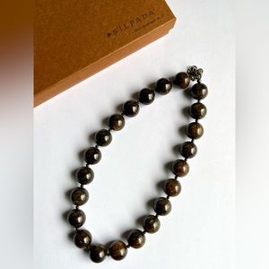 Silpada Sterling Silver and Bronzite Bead Necklace with a 2" Extender